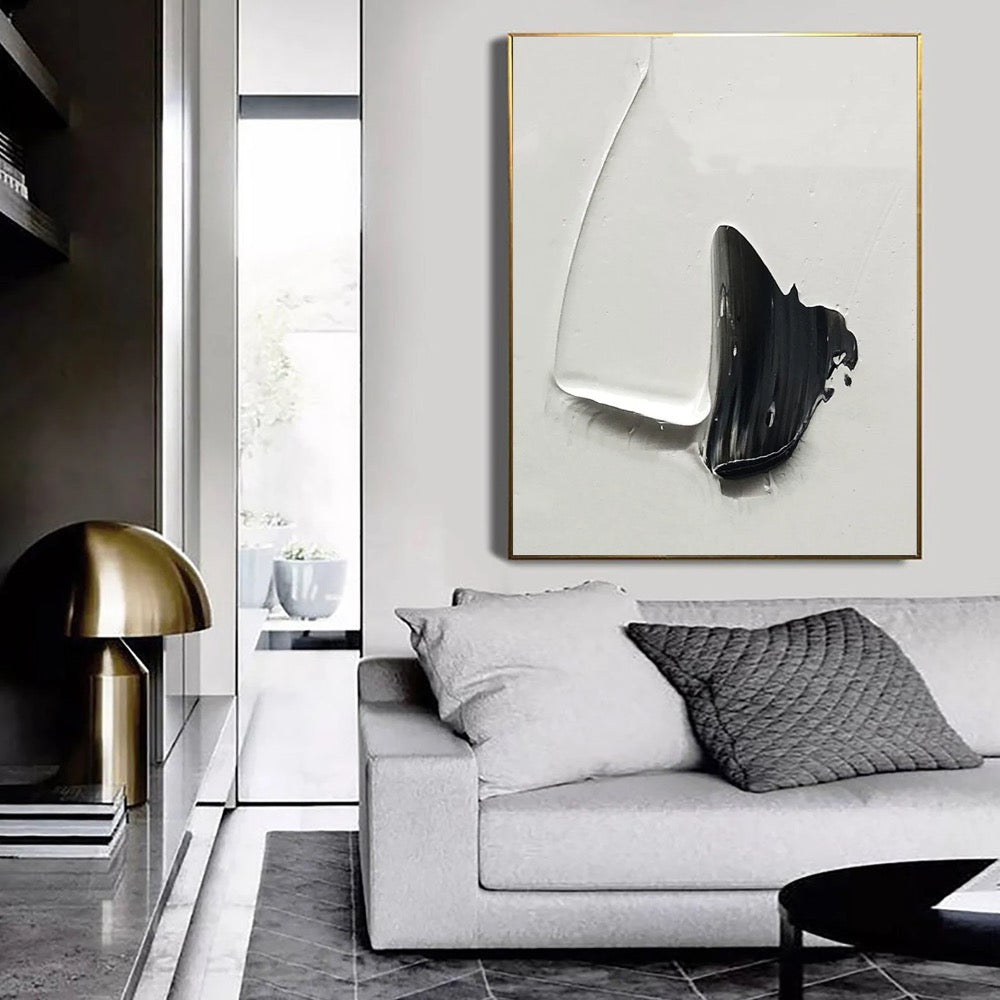 Black and White Texture Painting: Minimalist Wabi Sabi Wall Art