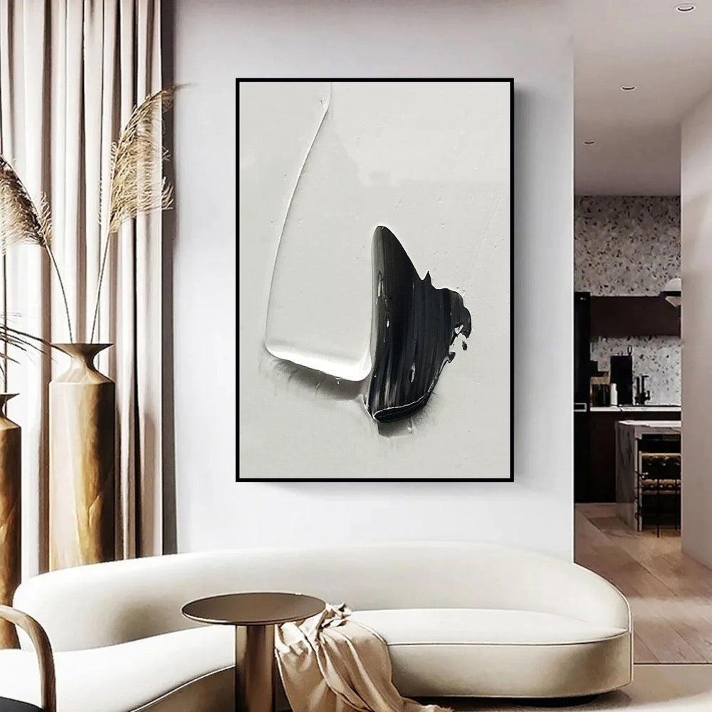 Black and White Texture Painting: Minimalist Wabi Sabi Wall Art