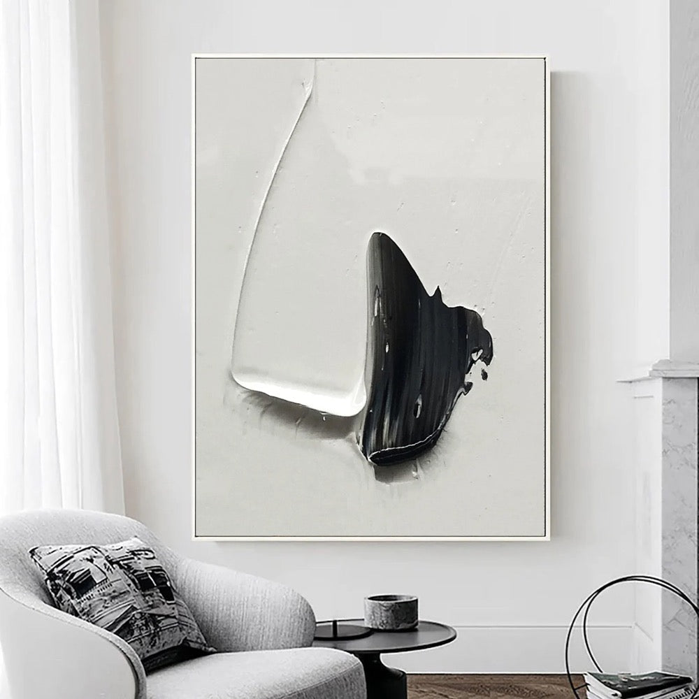 Black and White Texture Painting: Minimalist Wabi Sabi Wall Art