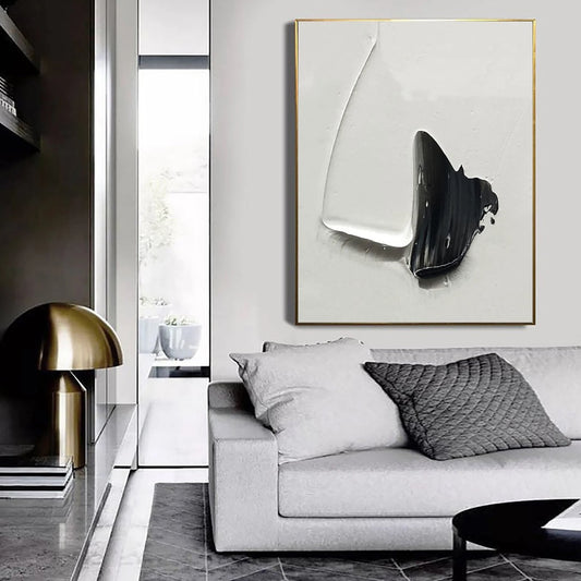 Black and White Texture Painting: Minimalist Wabi Sabi Wall Art